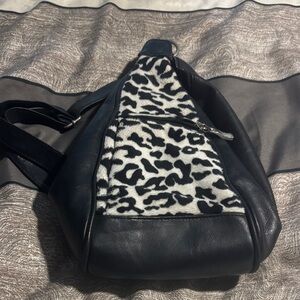 Chateau Black and White Leopard Print Backpack